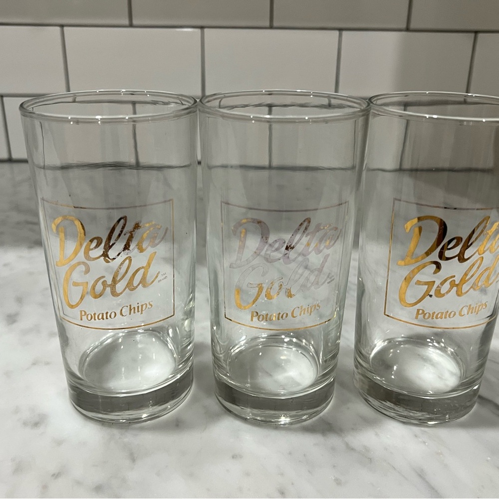 1980s Delta Gold Potato Chips Glasses